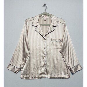 Victorias Secret Womens Medium Pink Striped Pajama Top Loungewear Comfy Hipster